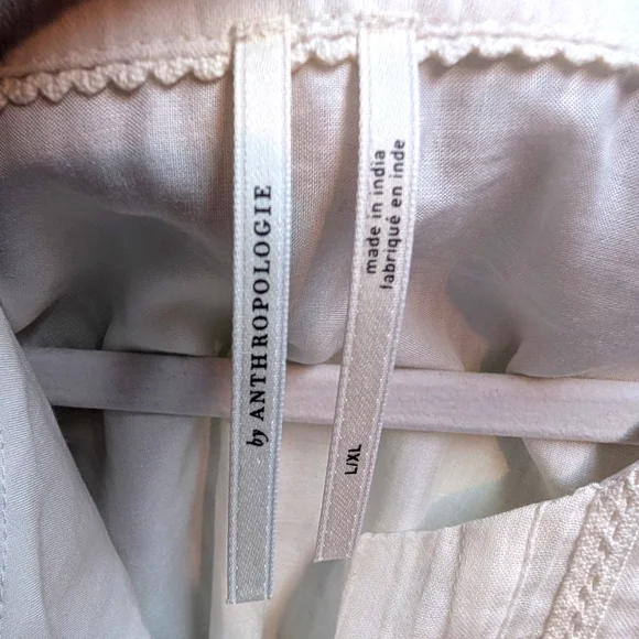 By Anthropologie Ruffled Cover-Up White Cottagecore Boho Mini Dress L/XL - Picture 8 of 10